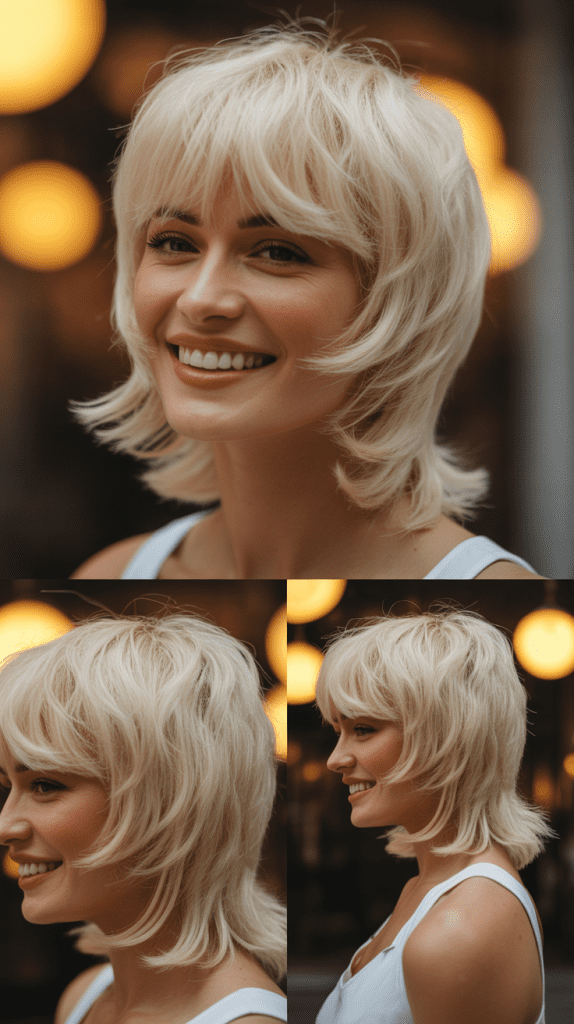 Feathered Fringe with Platinum Blonde Shag