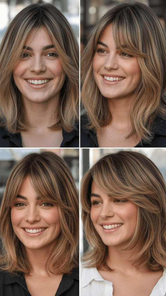 Curtain Bangs with Medium Balayage