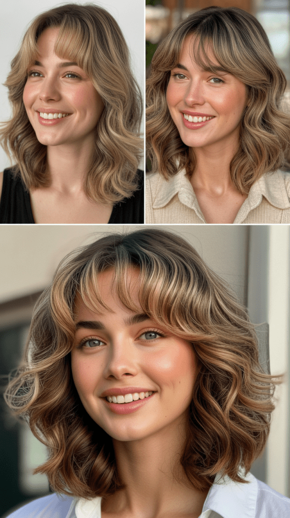 Wavy Collarbone Cut With Curtain Bangs