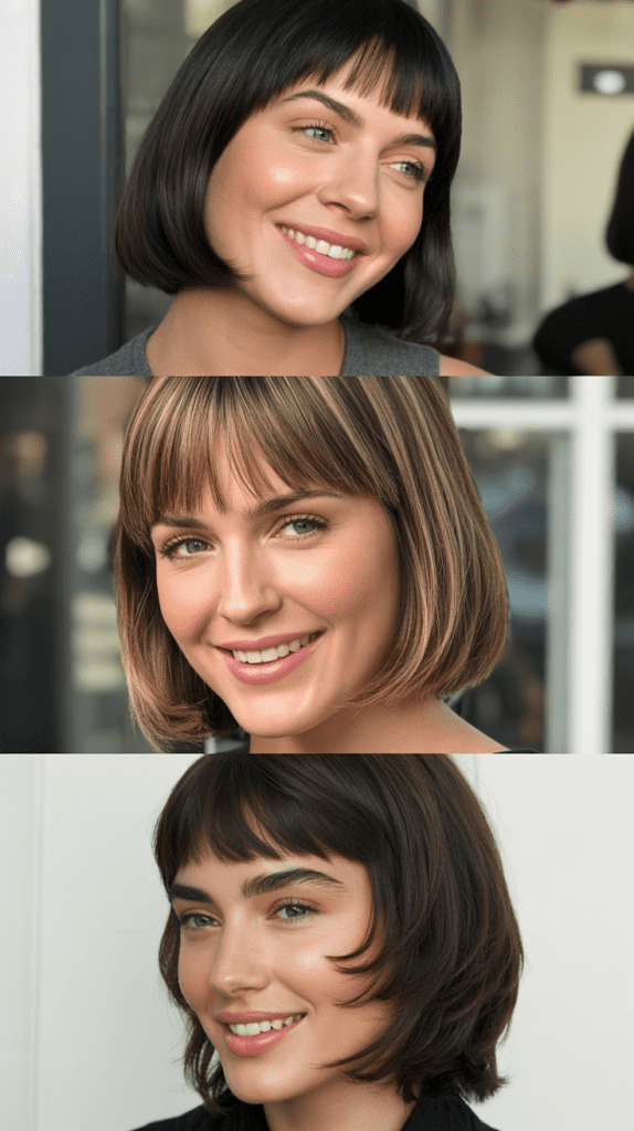 Blunt Baby Bangs with Medium Straight Hair