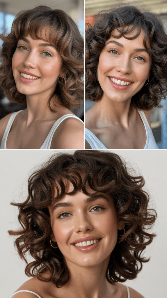 Rounded Bangs with Medium Curly Hair