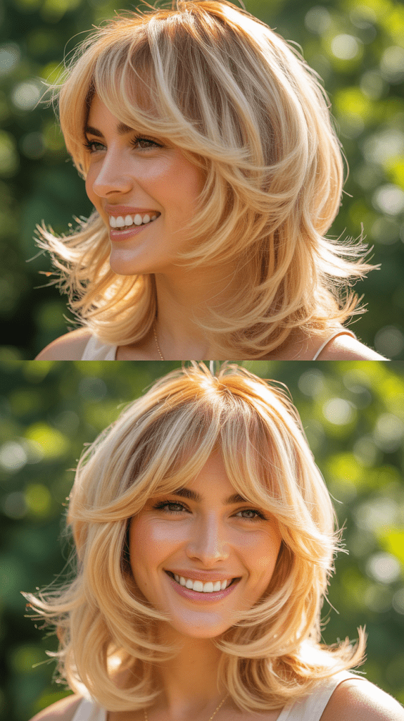 . Rounded Fringe with Bronde Highlights