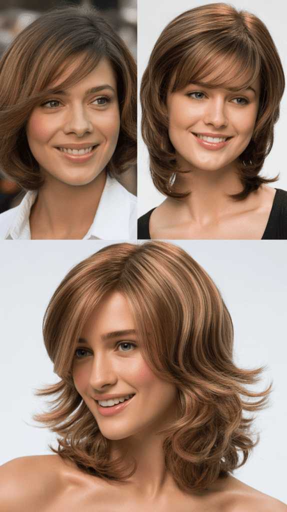 Feathered Side Bangs with Medium Layers