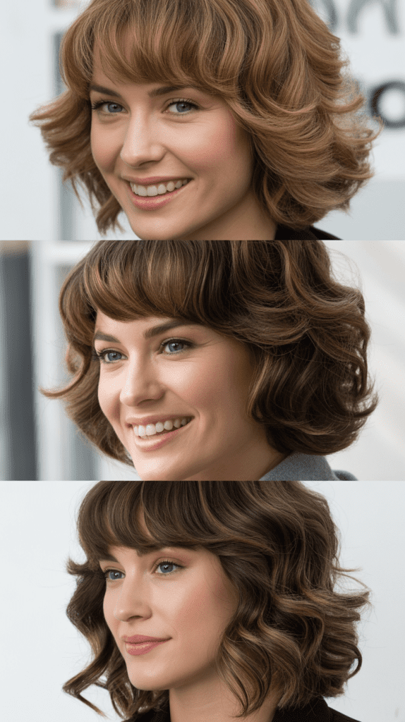 Curved Bangs With Bouncy Waves