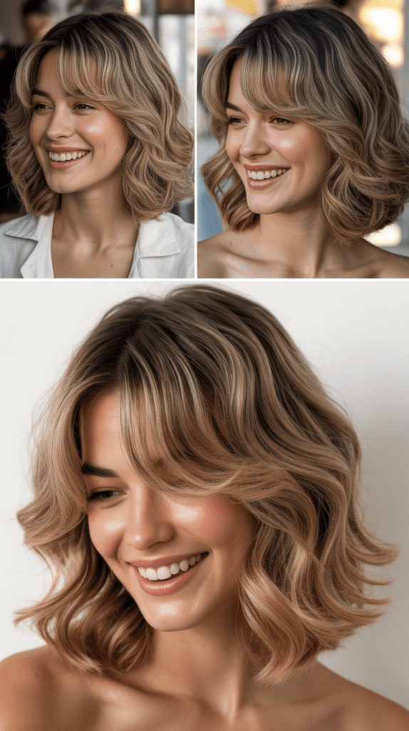Graduated Curtain Bangs With Loose Waves