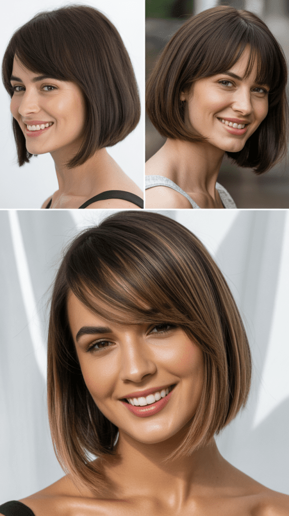 Straight Bob With Side-Swept Fringe