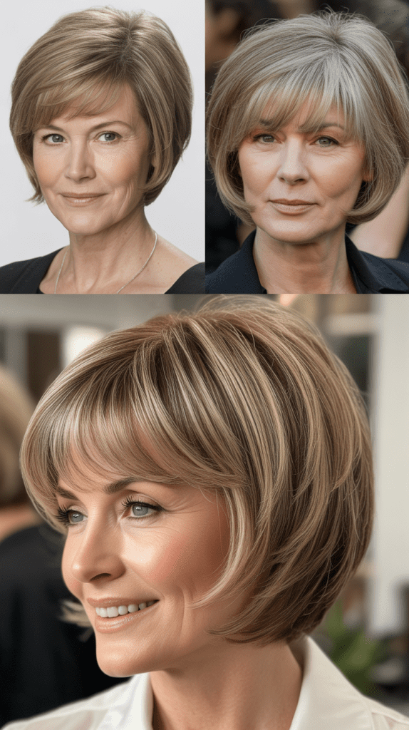 Graduated Layered Bob with Feathered Bangs