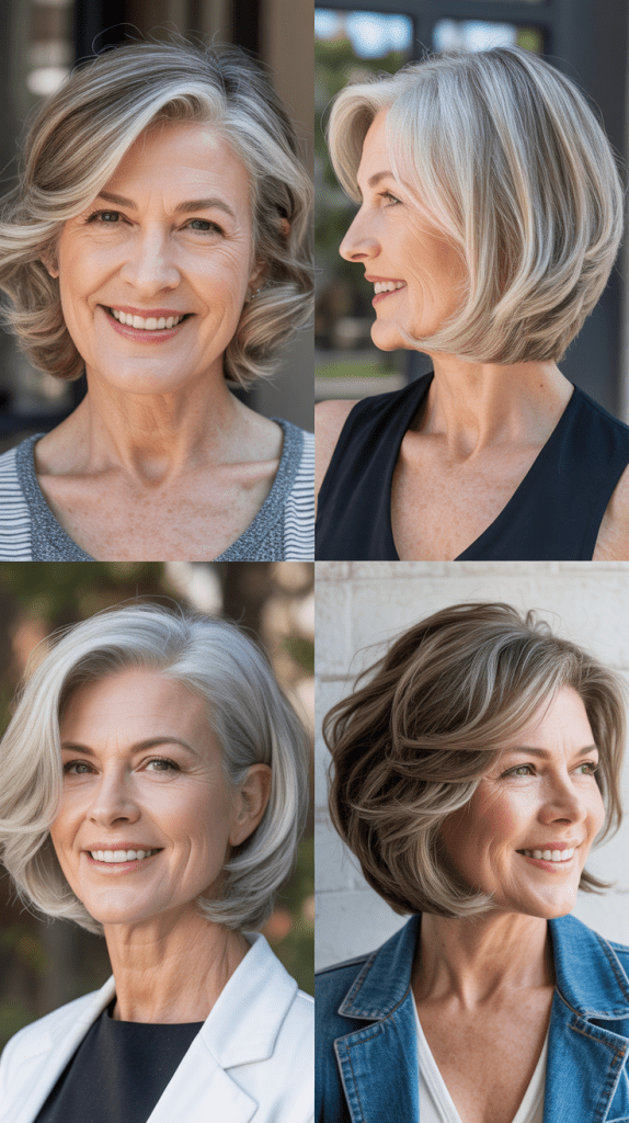Layered Bob with Silver Highlights