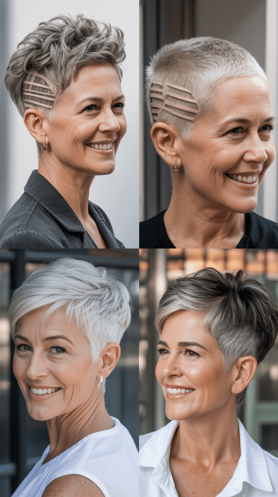 Gray Pixie with Shaved Sides