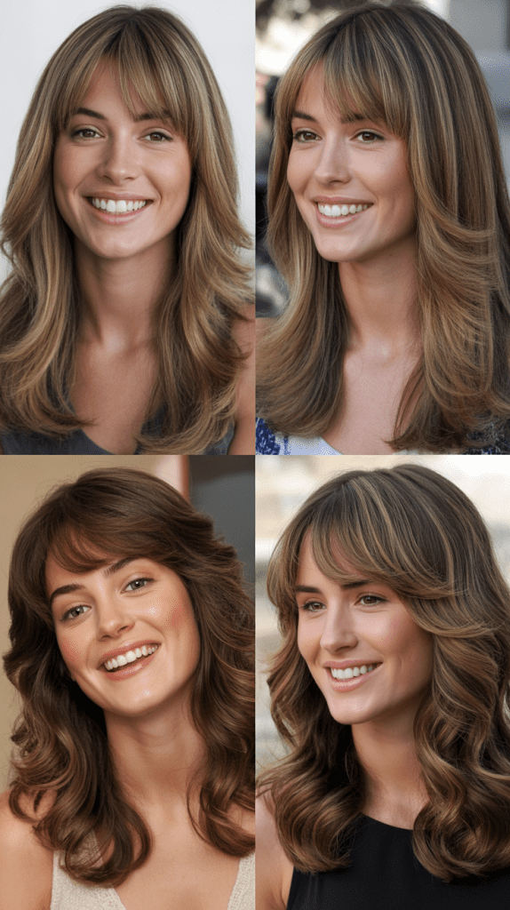 Full Curtain Bangs With Flowing Long Layers