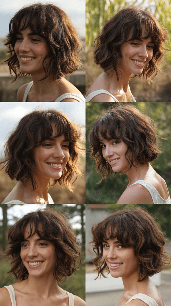 Textured Long Bob with Wispy Bangs