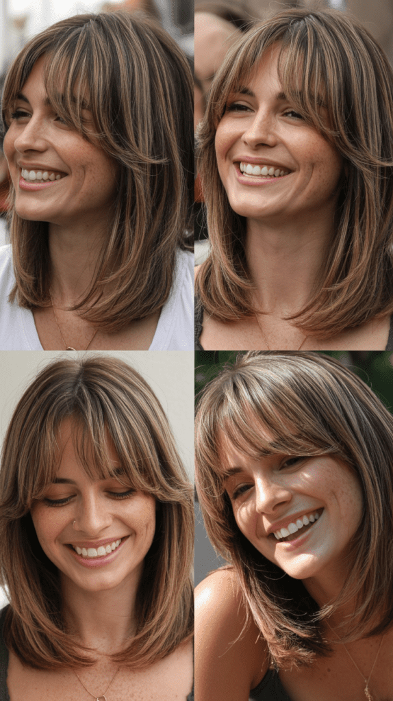 Layered Long Bob with Curtain Bangs