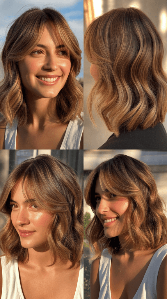 Side Bangs with Bronde Layered Waves