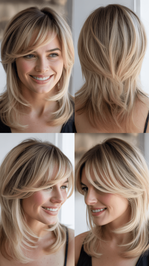 V-Cut Layers with Swoopy Bangs