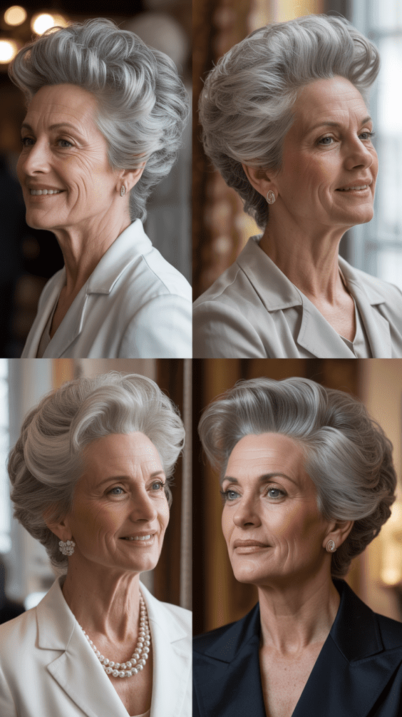Swept-Back Pompadour Style