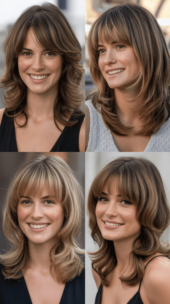 Dimensional Layers with Face-Framing Bangs
