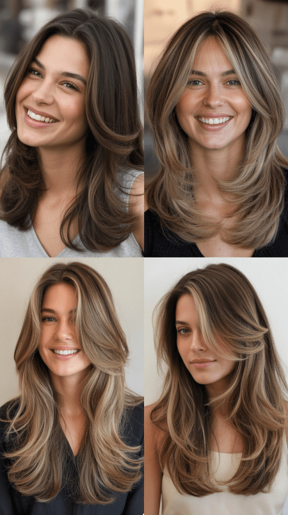 Layered Hair with Lived-In Roots