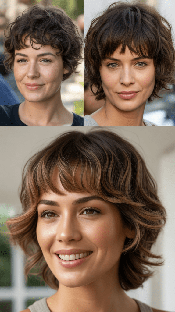 Choppy Bangs with Shaggy Medium Cut