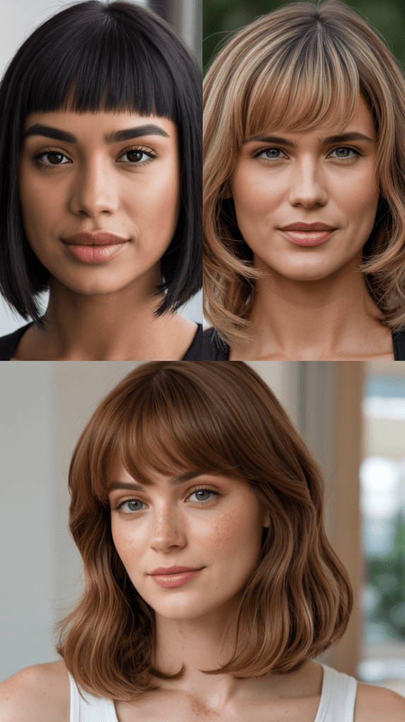 Blunt Bangs with Medium Straight Hair