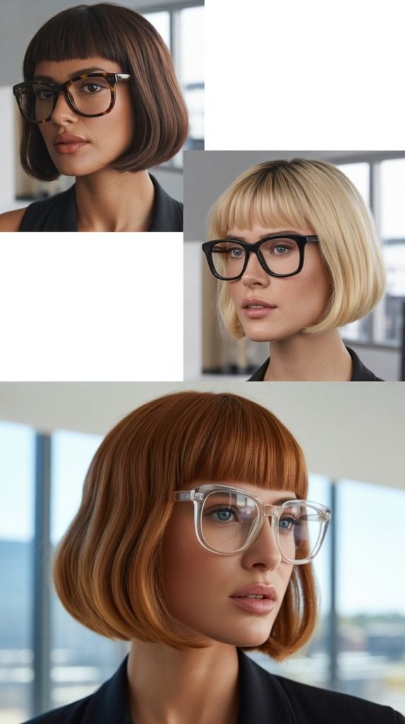 Sleek Lob With Blunt Bangs