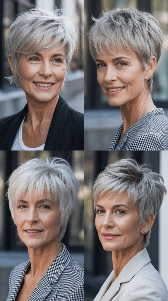 Silver Pixie with Long Bangs