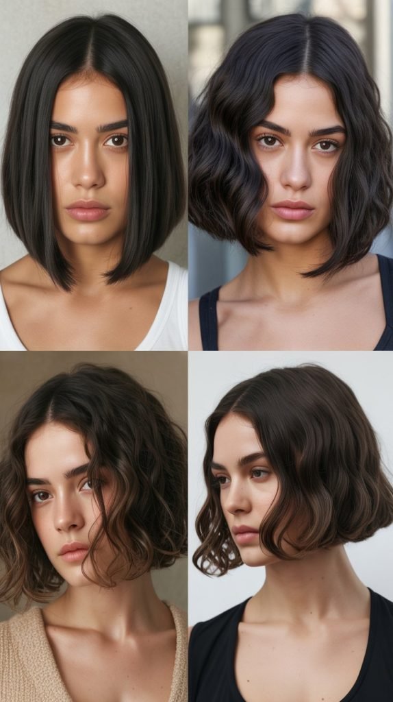 Blunt Bob with Middle Part for Symmetry