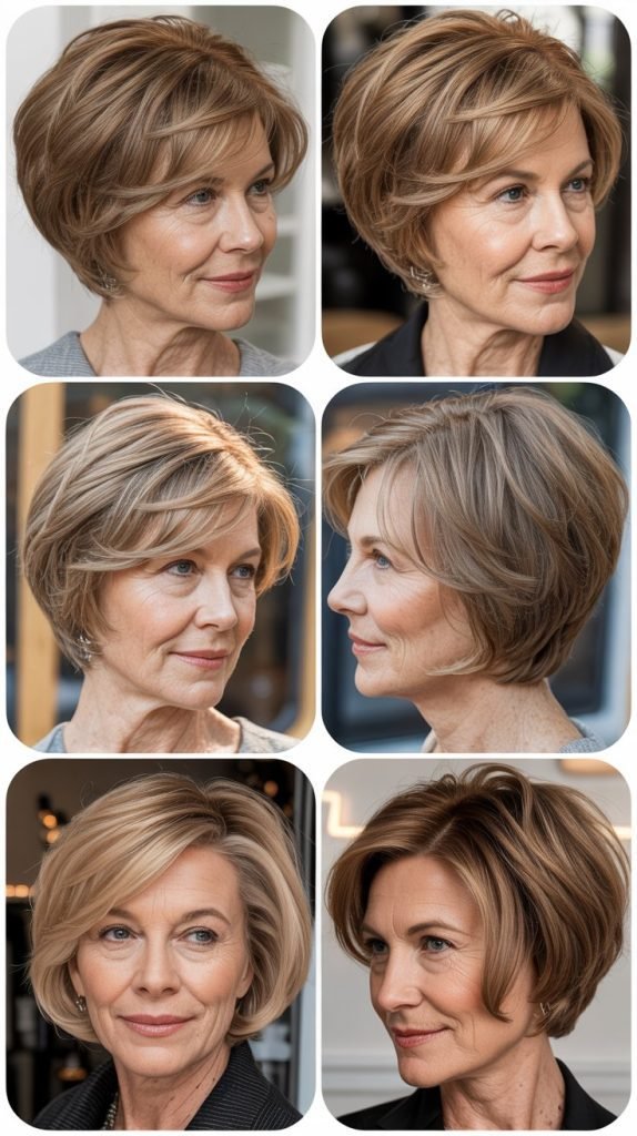 Rounded Bob with Feathered Crown