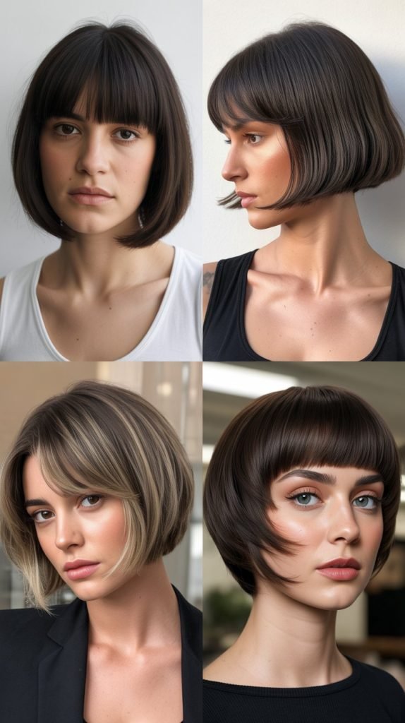 Blunt Bob with Bangs for Frame Enhancement