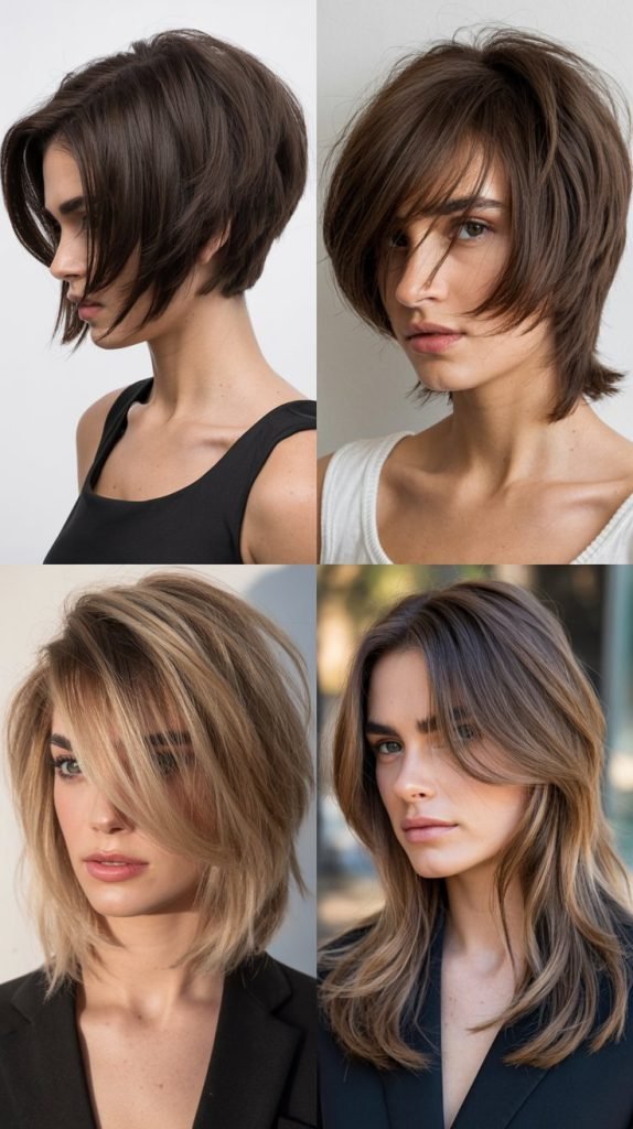 Asymmetrical Cut with Angled Layers