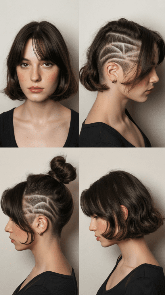 Long Bob With Curtain Bangs And Hidden Undercut