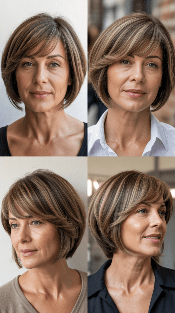 Concave Layered Bob with Side Fringe
