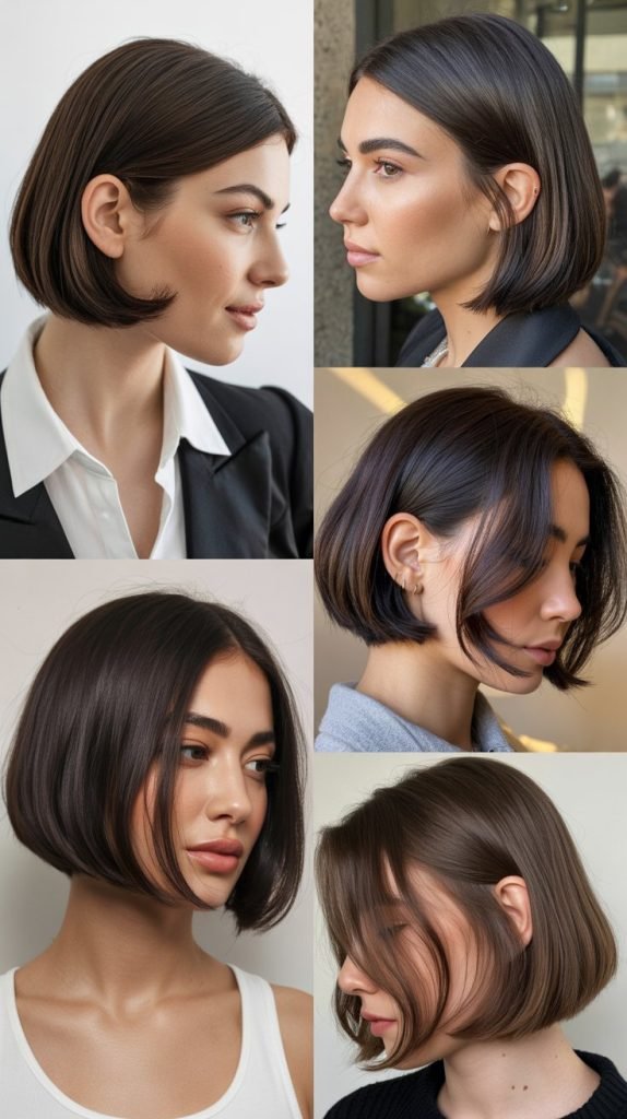 . Sleek Bob with Tucked Ear for Modern Flair