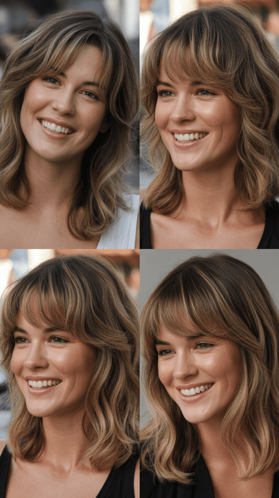 Swoopy Bangs with Tousled Medium Hair