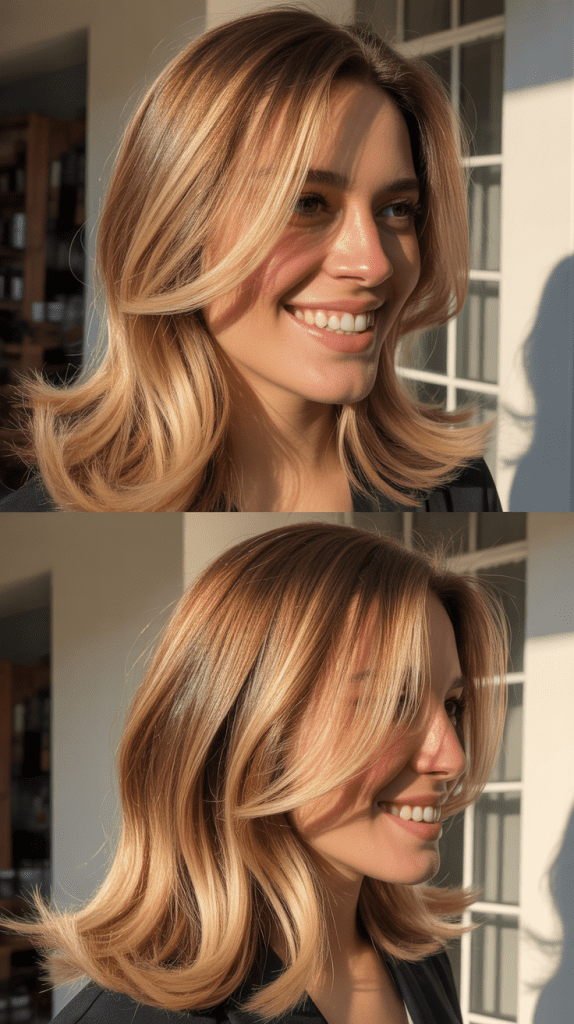Honey Blonde Balayage with Face-Framing Layers