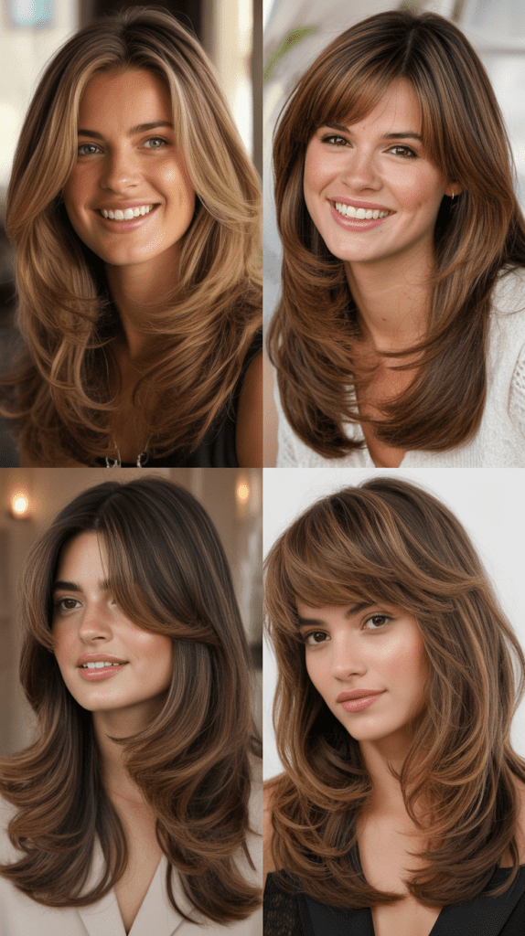 Curtain Bangs with Layered Ends