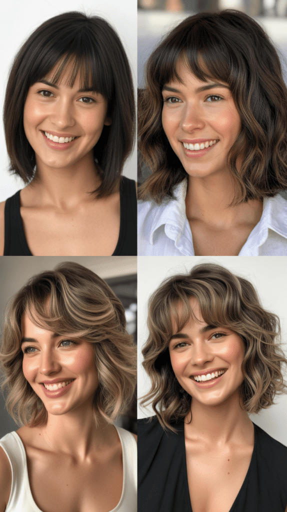 Textured Lob With Piecey Bangs