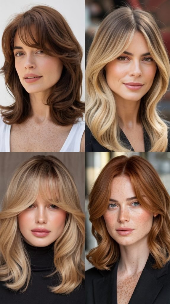  Layered Curtain Bangs with Center Part