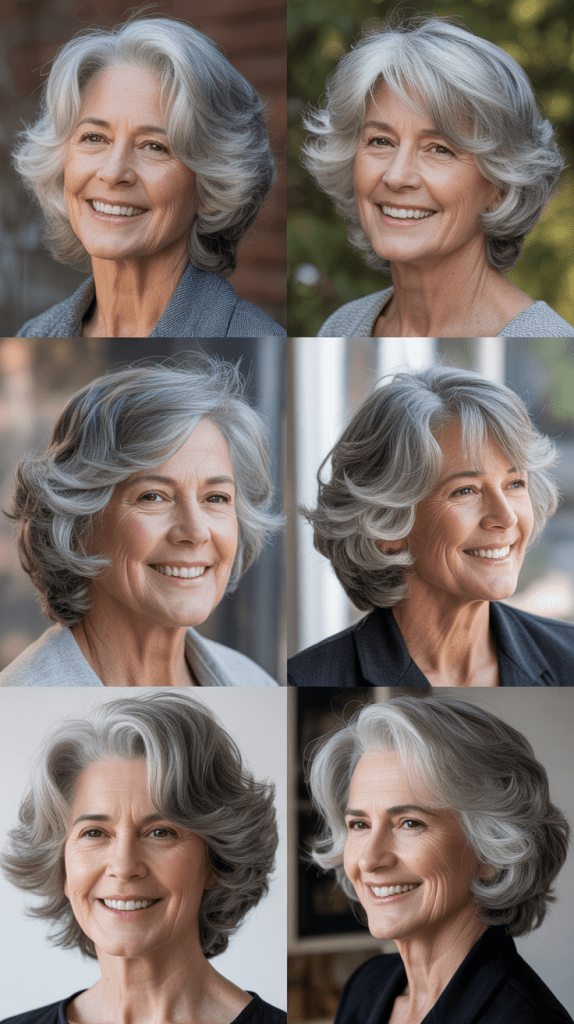 Gray Hair with Feathered Layers