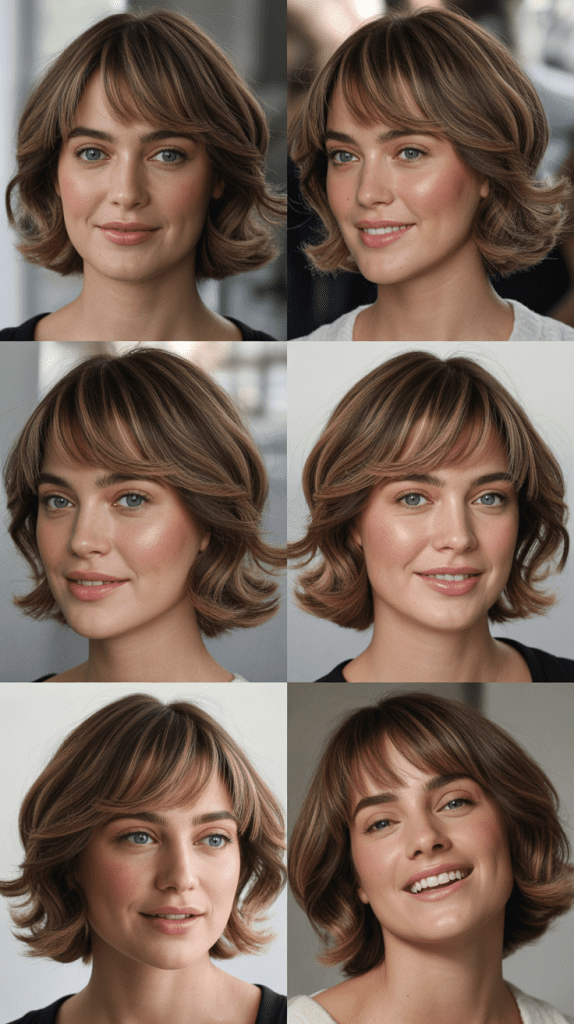Feathered Side Bangs with Medium Flipped Bob