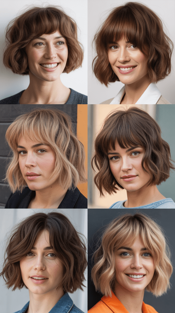 Wavy Bob With Long Asymmetrical Bangs