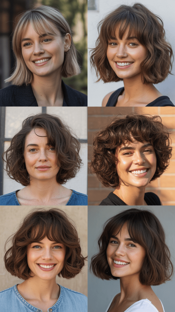 Textured Wavy Bob With Curtain Bangs