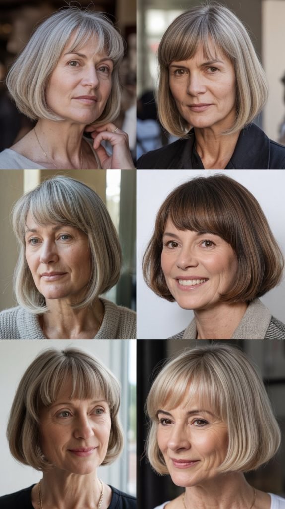 . Chin-Length Bob with Blunt Bangs