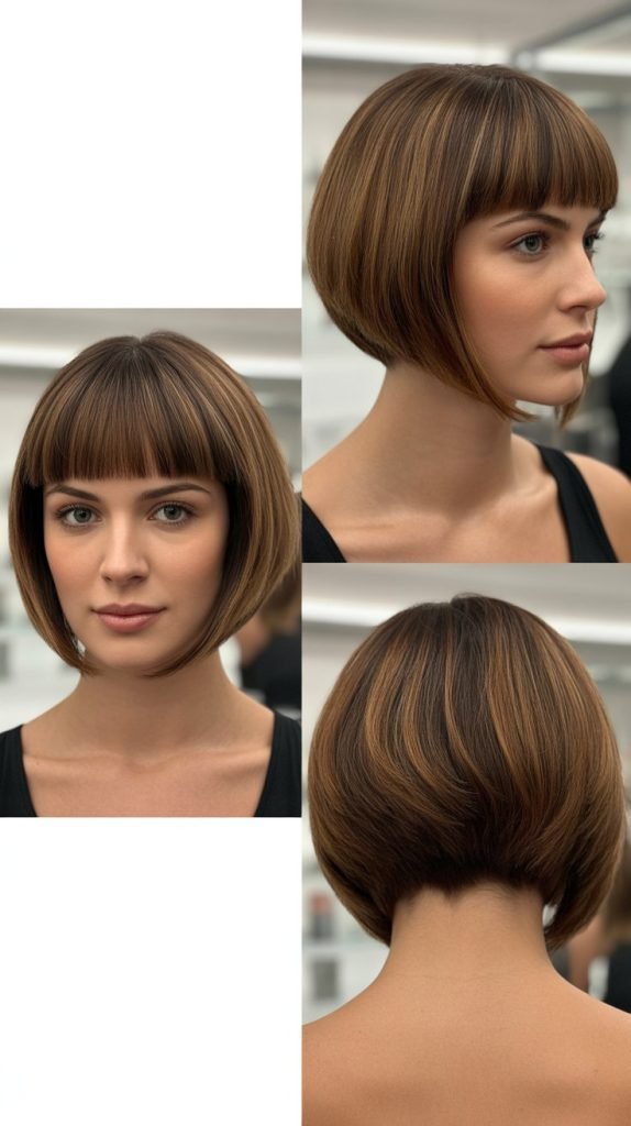 . Graduated Bob With Blunt Bangs