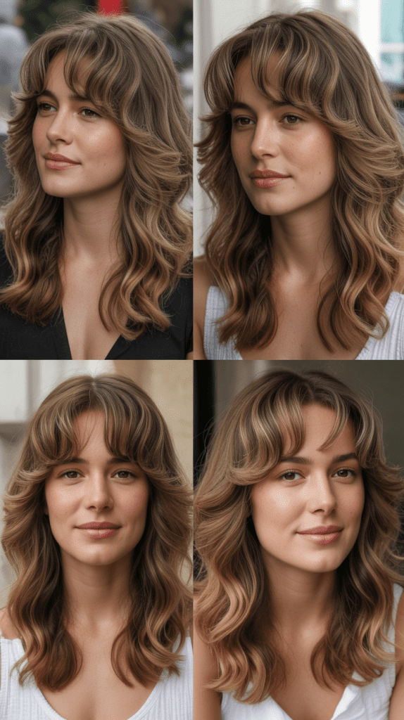 Wispy Curtain Bangs With Mermaid Waves