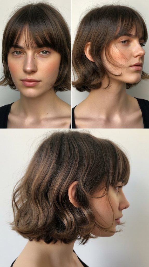 Layered Shoulder-Length Cut With Curtain Bangs
