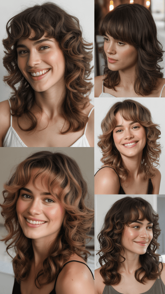 Graduated Bangs With Cascading Curls