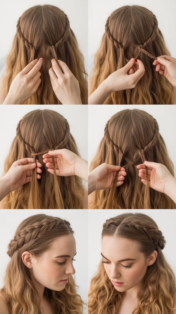 Braided Crown with Center Part