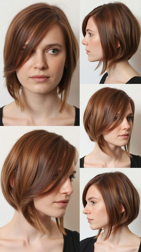  Asymmetrical Medium Cut With Side-Swept Bangs