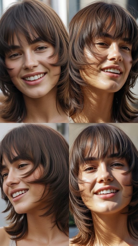 Razored Ends with Feathered Curtain Bangs