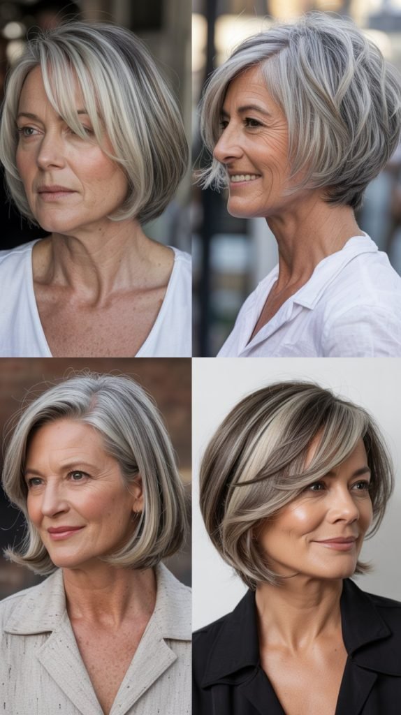Chin-Length Cut with Silver Highlights